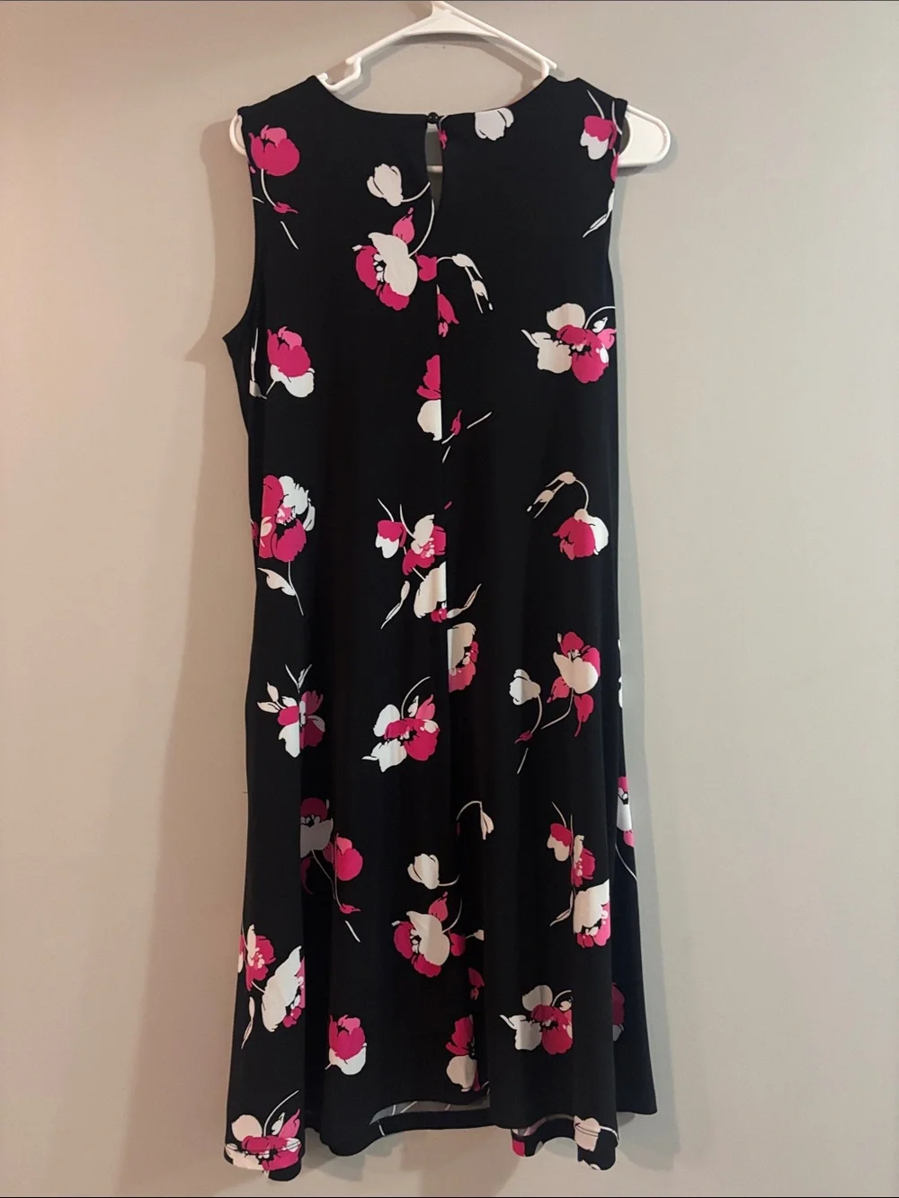 Susan Graver Black Midi Dress with Pink & White Floral Motif - Picture 3 of 3